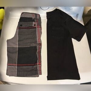 Boys Black T-Shirt & Gray Plaid Shorts Set in Great Condition. Size Large. $9.